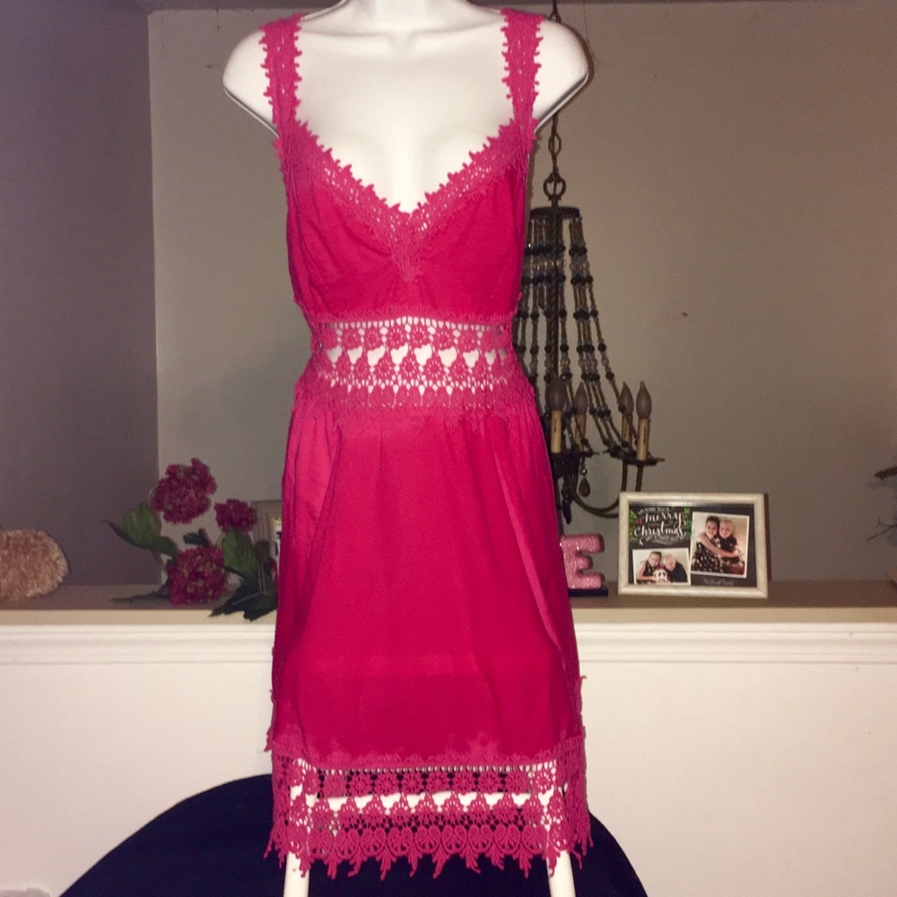 Venus Crocheted Lace Criss Cross Back Dress